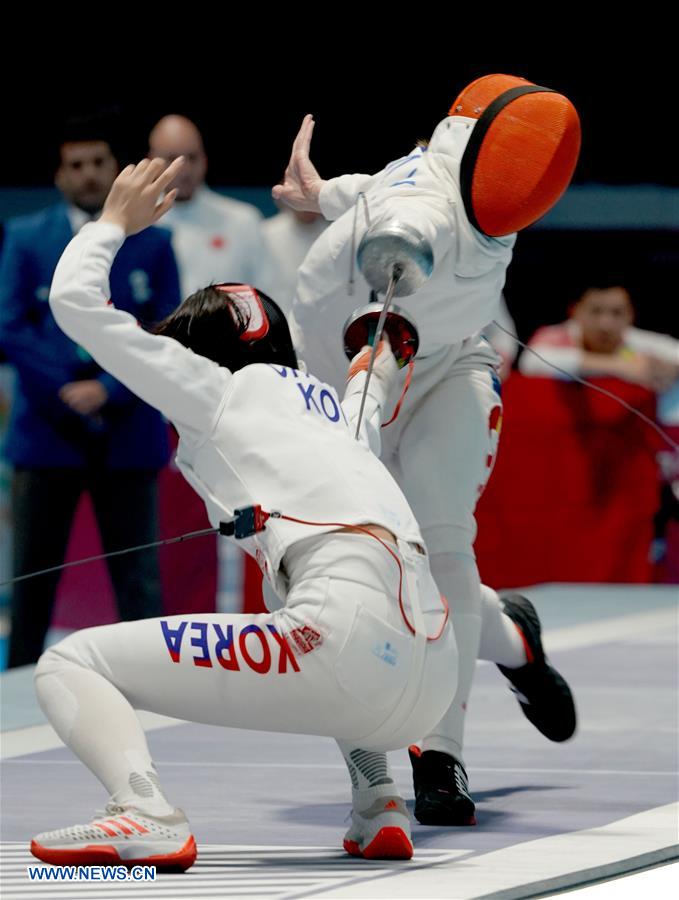 (SP)INDONESIA-JAKARTA-ASIAN GAMES-FENCING-WOMEN'S EPEE TEAM