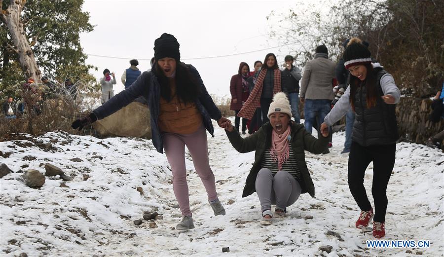 NEPAL-KATHMANDU-CHANDRAGIRI HILLS-SNOWFALL