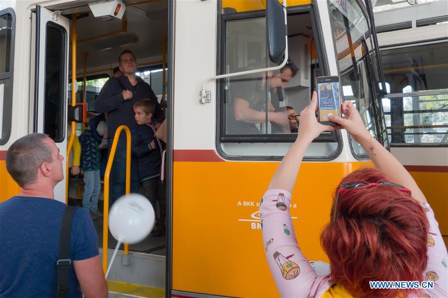 HUNGARY-BUDAPEST-BUDAFOK-TRAM DEPOT-PUBLIC DAY