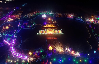 Lanterns light up temple fair in Fenyang, north China's Shanxi