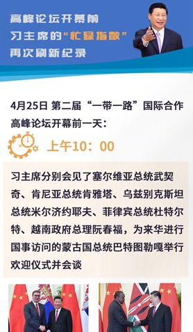 高峰论坛开幕前，习主席的“忙碌指数”再次刷新纪录